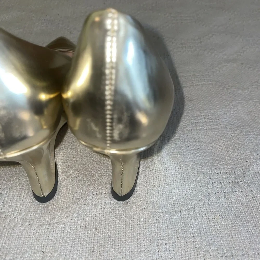 J. Crew Italy Women’s Wedge Heels Size 6 M Gold Metallic Going Out Party Fun